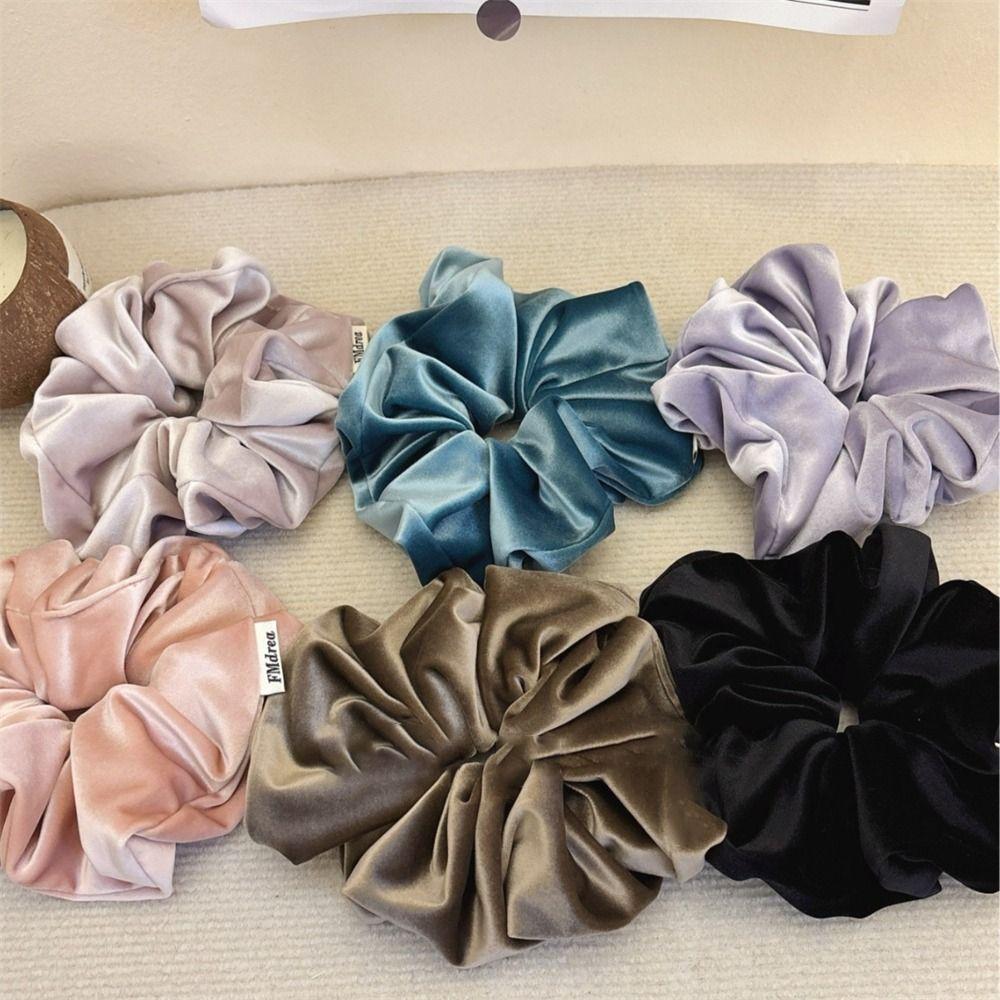 Solid Color Headwear Vintage Velvet Ponytail Holder Cute Rubber Hair Rope  Women Girl