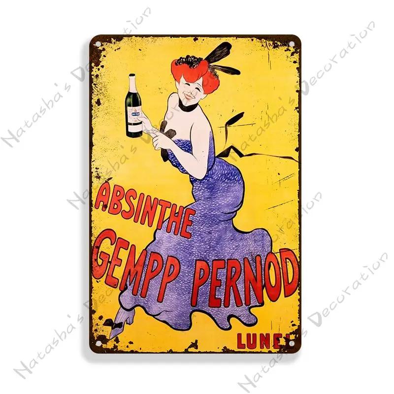 Absinthe Vintage Poster Beer Metal Sign Decorative Wall Plate Retro Metal Plaque Man Cave Home Metal Plate Wall Industrial Decor