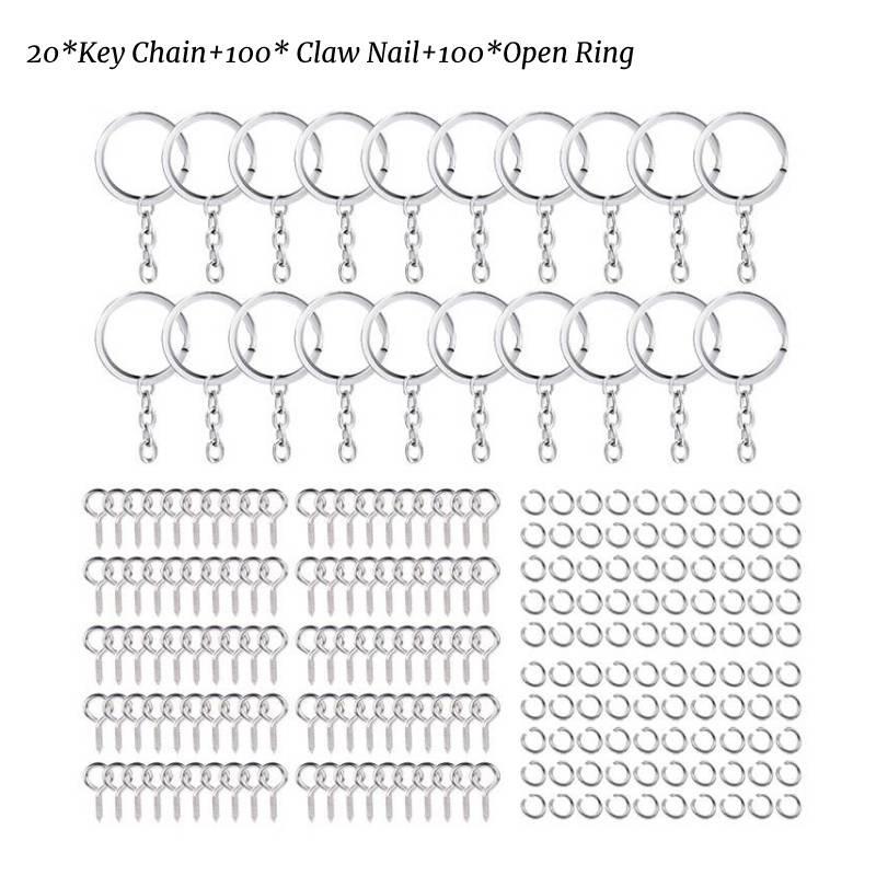 Screw Pins Eye Metal Bulk Split Key Ring Set For Diy Resin Keyring Art Craft