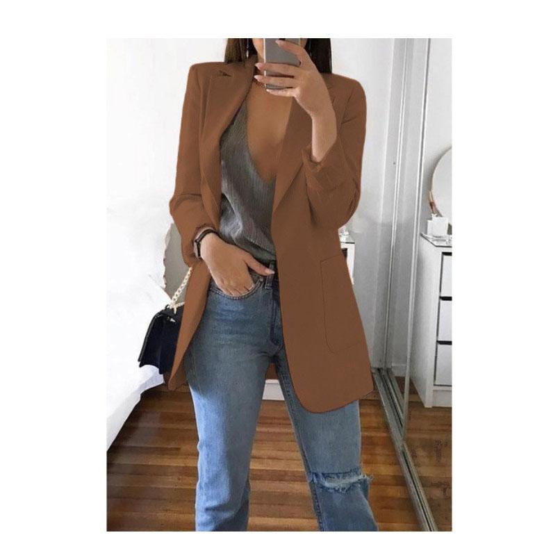 Fashion Casual Suit Polo Neck Slim Fit Cardigan Temperament Women's  Coat Spring and Autumn
