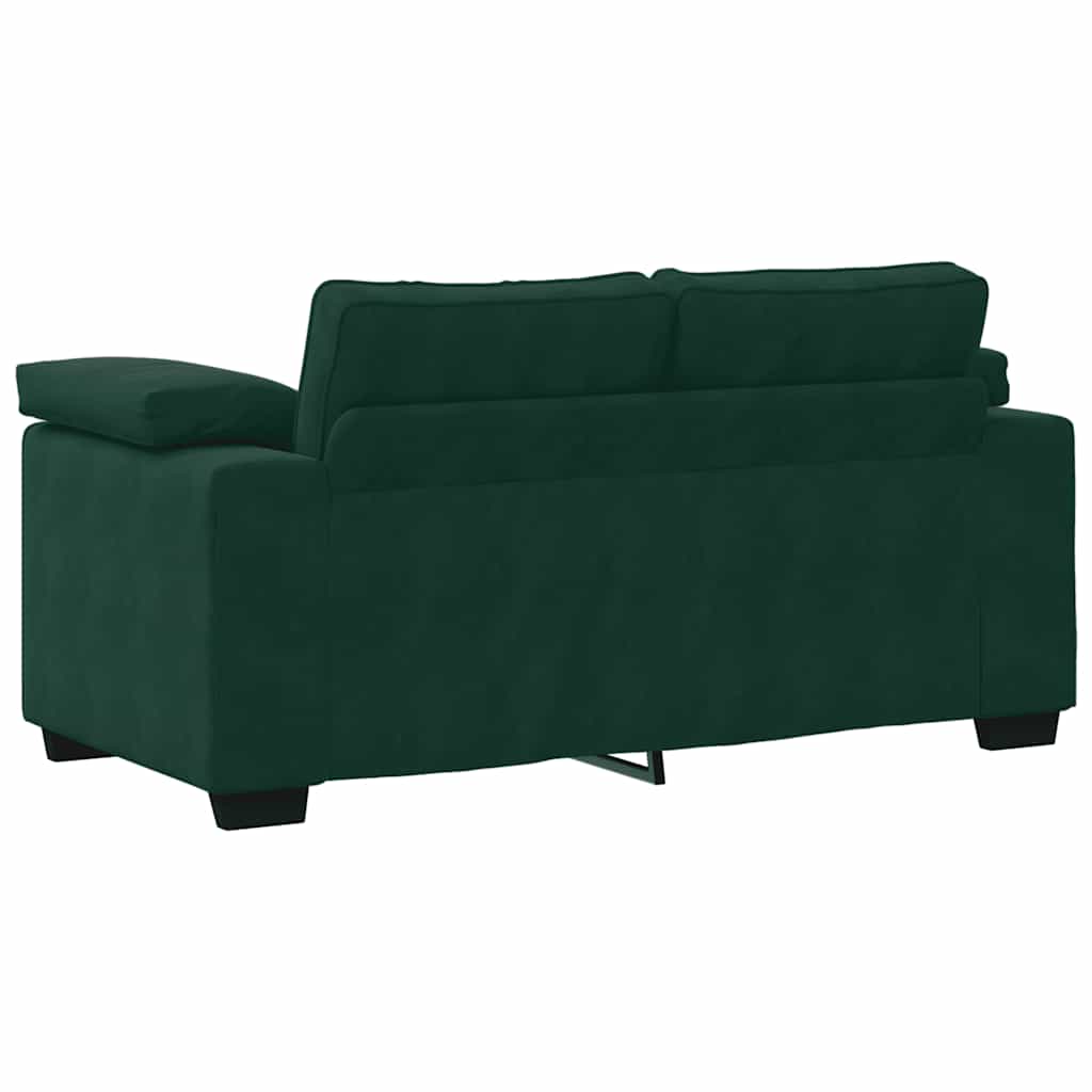 3 Piece Sofa Set with Cushions Dark Green Velvet