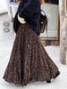 Spring 2026 Women's High-Waist Leopard Print Midi Skirt with Retro Design and Slimming Large Hem