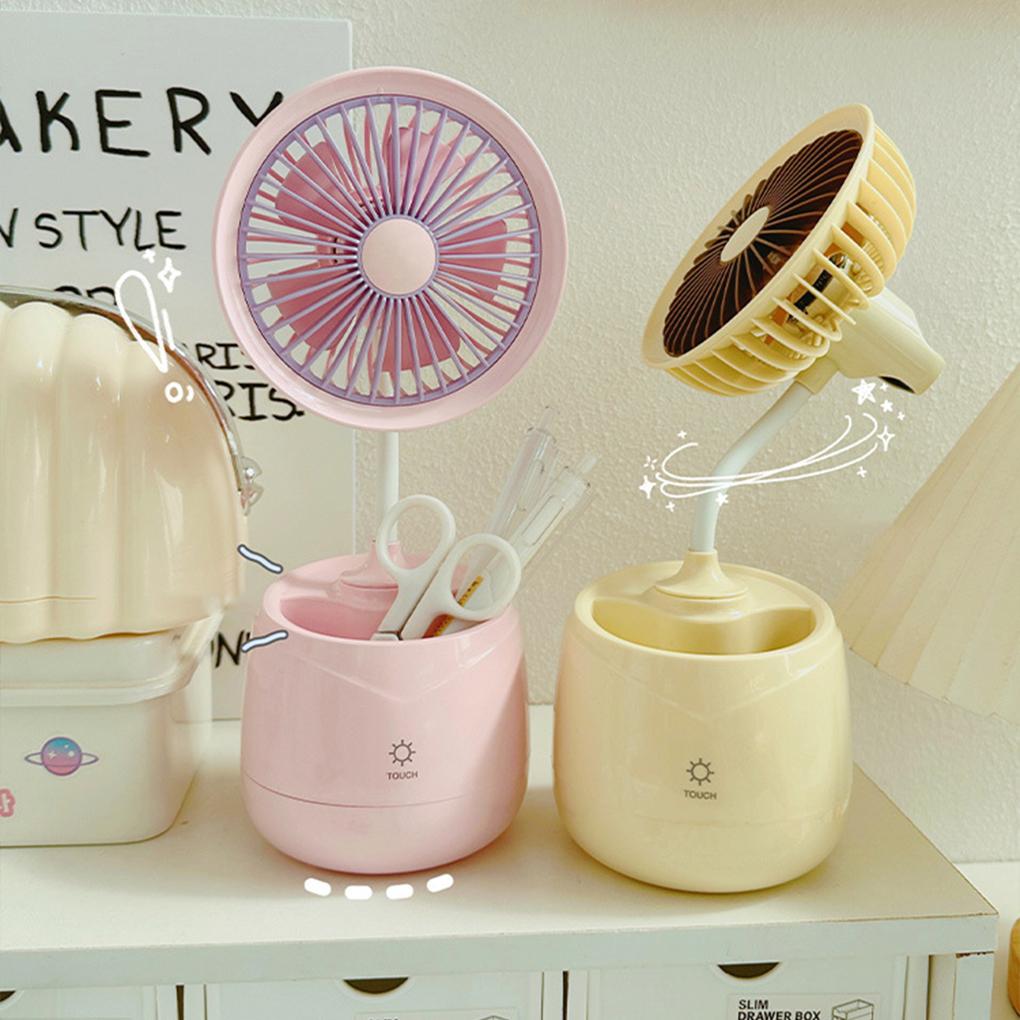 Standing Desktop Mini Fan Rechargeable USB With Touch Button Control 3 Speed Wind Control Cool Lighting Fans For Home