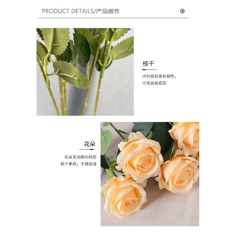30PCS Simulation Silk Roses Artificial Flowers Wedding Home Valentine's Day Decoration Advanced Fake Bouquet Wall