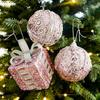 Glitter Pink Christmas Balls 8cm Xmas Tree Pendant Christmas Tree Hanging Ornament  New Year