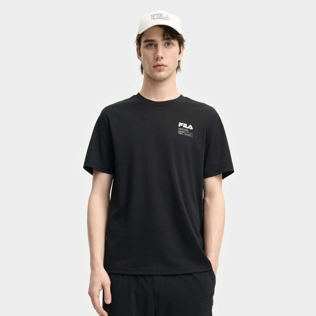 Fila Heritage Fashion Personality Trend Classic Casual Versatile Round Neck Printed Short Sleeve T-Shirt Men T-Shirt Black F11M538121FBK