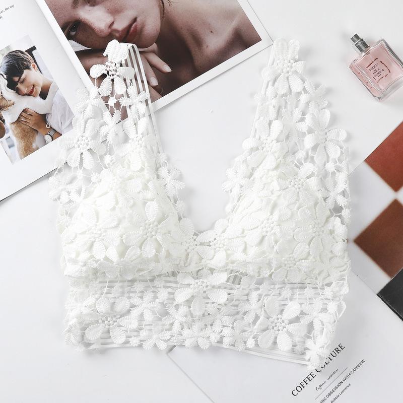 New Water-Soluble Floral Lace Beautiful Back Without Steel Ring, Breathable Shest Wrapping, Anti Glare Base, Suspender, Underwear Vest For Women