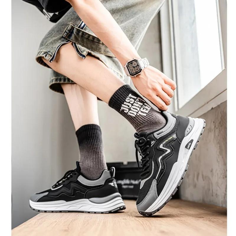 Herren Casual Laufschuhe Weiche Sohle Trendig Geschnürt Reise Sport Niedrig Hilfe Atmungsaktiv Aufgewertetes PU Herrenschuhe Sneaker Herren