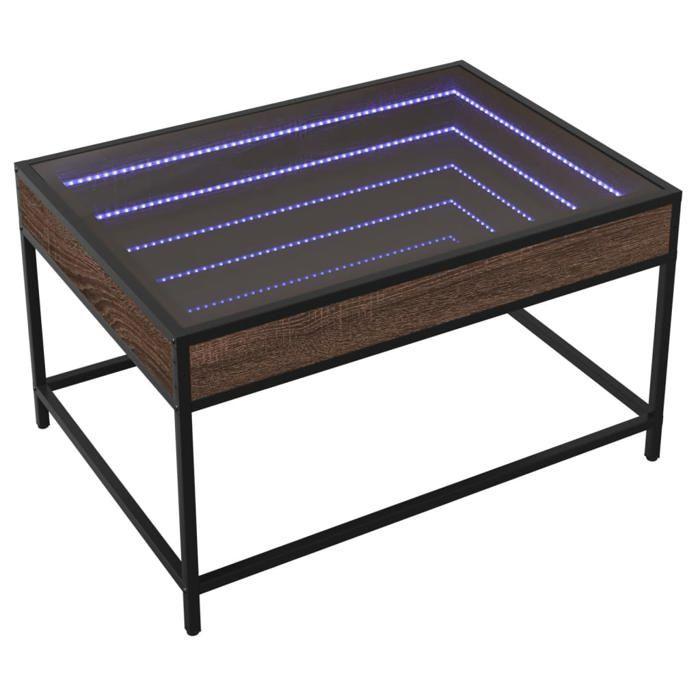VidaXL Table basse avec LED infini chêne marron 70x50x41 cm, table d'appoint, table de salon, table latérale, bout de 847686