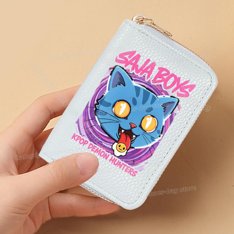 Perfect KPop Demon Hunters Women Short Wallets Pu Leather Credit Card Holder Multi-slot Small Zipper Wallets Female Clutch Coin Purse
