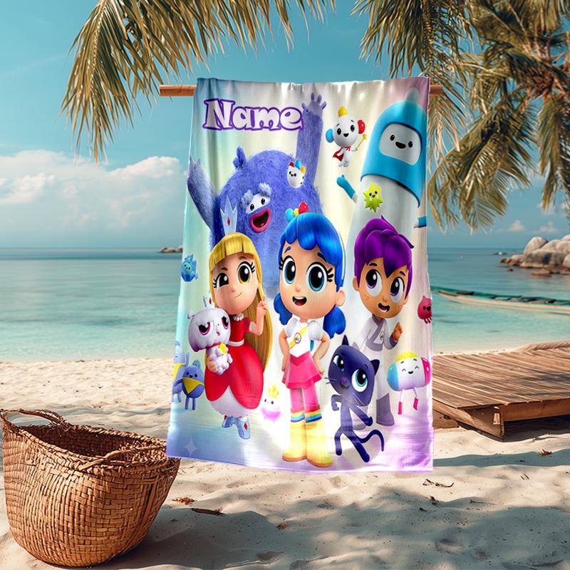 Custom Name Ultra-Soft Beach Towel with True and the Rainbow Kingdom Theme,Ideal for Pool - Camping, Diving - Perfect Travel Essential, Vibrant Beach