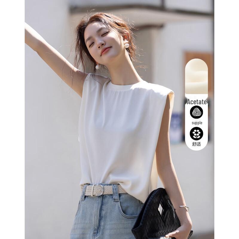 DeMana Acetate Slim-Fit Sleeveless Ribbed Round-Neck Top M