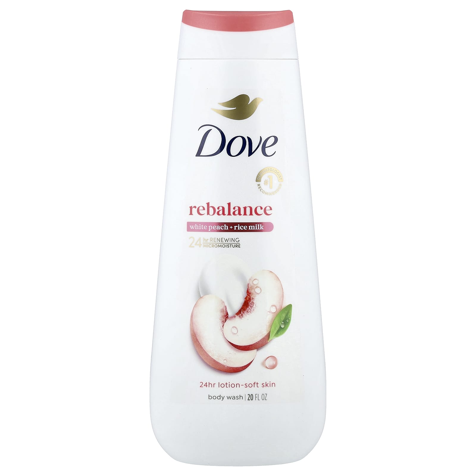 

Dove, Rebalance Гель для душа, Белый персик + Рисовое молочко, 20 жидких унций