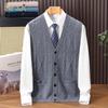 Men's Premium Cashmere V-Neck Button-Up Knit Vest