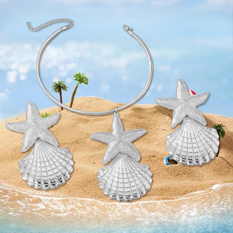 Starfish Shell Necklace Pendant Earring Women Girls Gifts Jewelry Party Gift