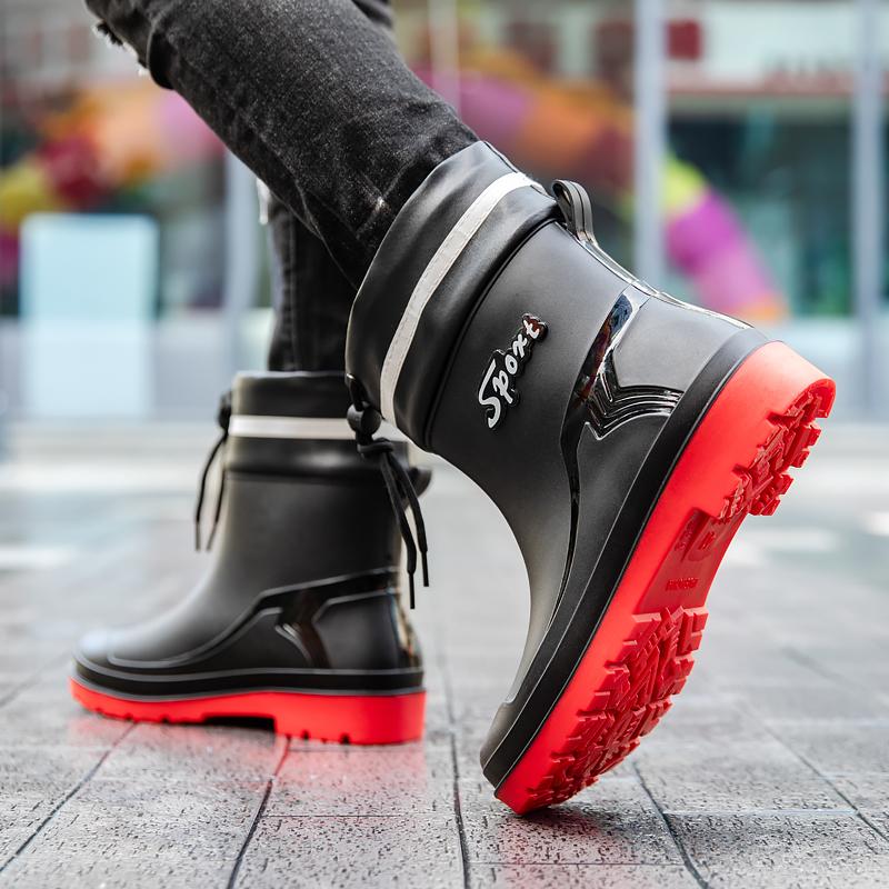 Mode Outdoor Herren Regenstiefel Mode High Tops Wandern Angeln Wasser Herrenschuhe Rutschfest Koch Arbeit Knöchelstiefel Herren Wasserdichter Stiefel
