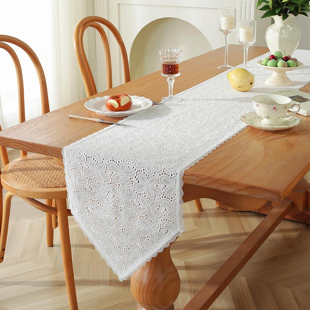 Kitchen Coffee Dining Table Rustic Farmhouse Living Room Bedroom Dresser Decor Lace Hollow-out Macrame Table Runner