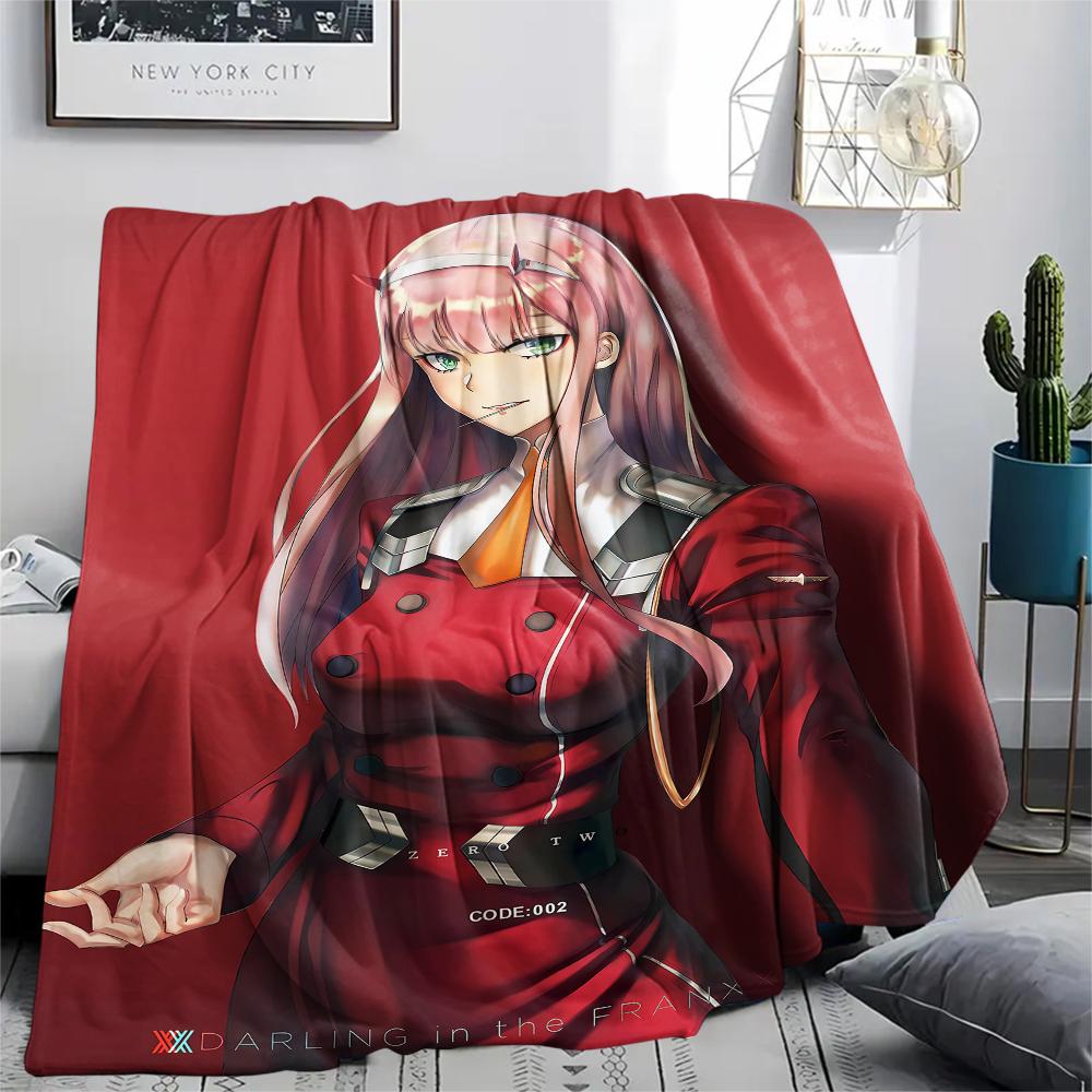 1PC DARLING In the FRANXX Zero Two Print Flannel Blanket, High Quality All Seasons, Home Decor, Warmth and Comfort, Perfect for Christmas Gifts