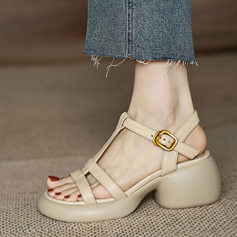 

Женские босоножки на высоком каблуке, роскошные туфли на платформе из искусственной кожи для женщин, лето 2024, удобные сандалии для отдыха на открытом воздухе 40 бежевый