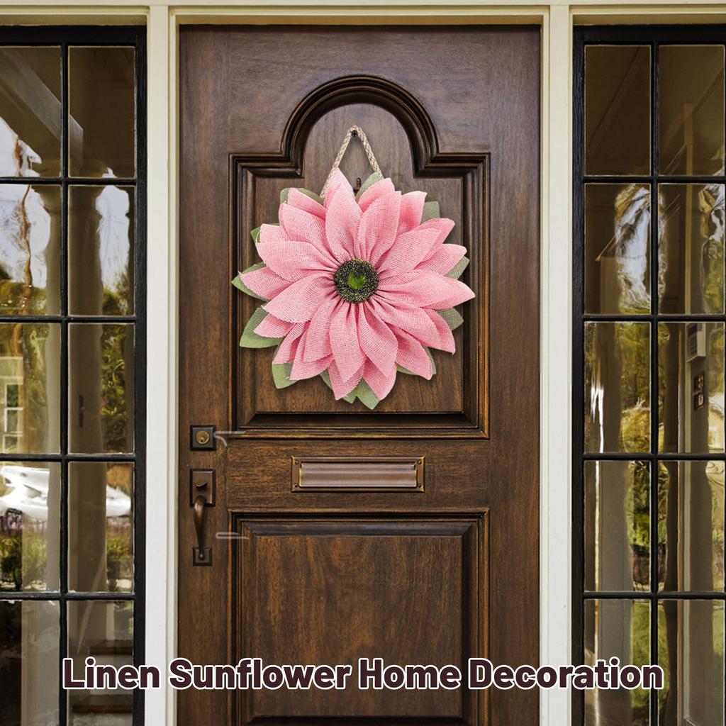 Linen Sunflower Home Decoration, Festive Fabric Doorplate, Artificial Flower Pendant