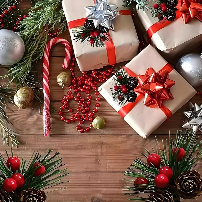 10PC Hanging Ornaments Christmas Decor Simulation Branches DIY Xmas Wreath Artificial Pine Cone Picks Holiday Decor Crafts