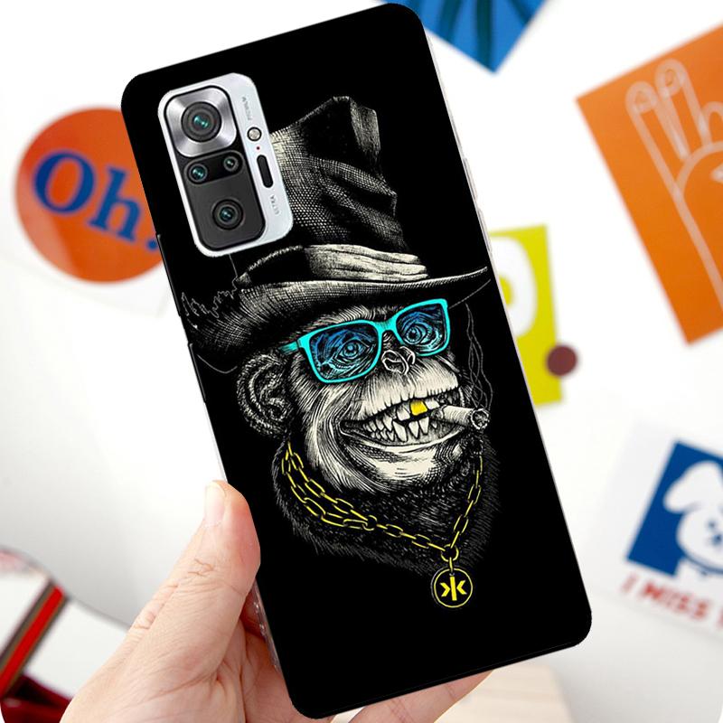 Funny Thinking Monkey With Headphone Case For Xiaomi Redmi Note 12 Pro 11 8 9 10 Pro 9S 10S 11S 12S Redmi 12C 10C 9C 10A Cover