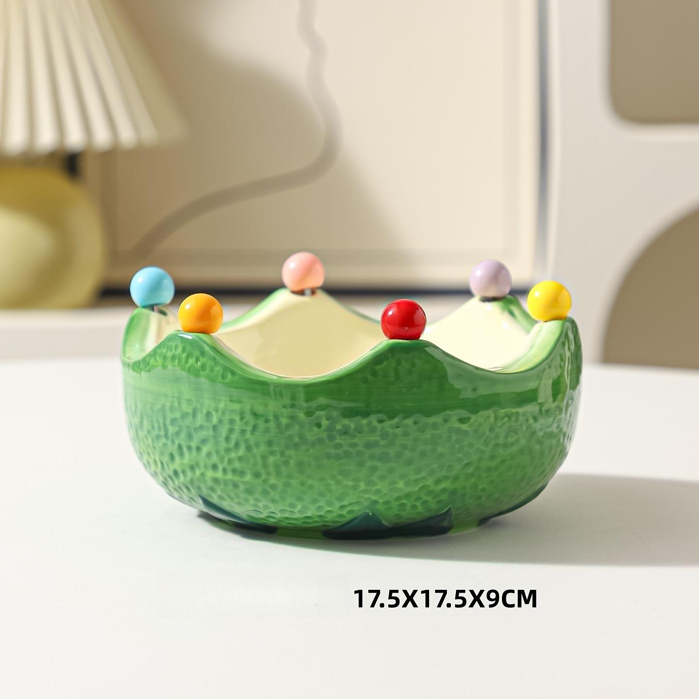 

Ceramic Orange Fruit Plate, Fruit Fork Set Home Living Room Coffee Table Fruit Picks Dessert Fork Storage Bowl зелёный