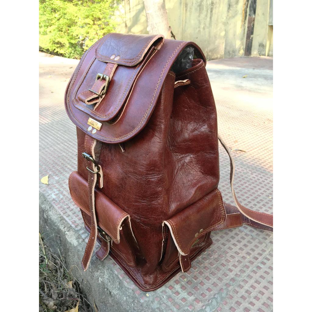 El yapımı Deri Sırt Çantası Dizüstü Sırt Çantası Erkek Kadın Vintage Kahverengi Seyahat Çantası