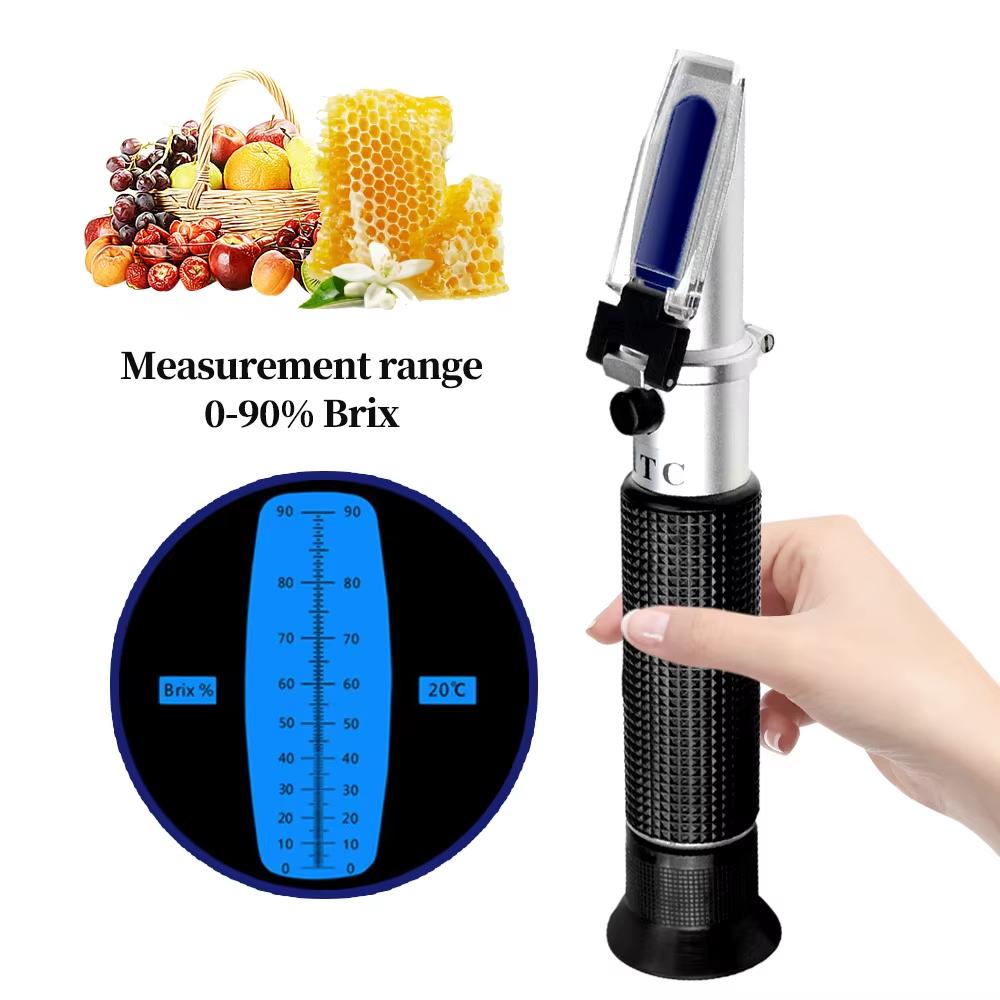 High Concentration Brix Refractometer 0~90% Honey Bees Sugar Refractometer Food Beverages ATC Brix Content Test Beekeeping Tool
