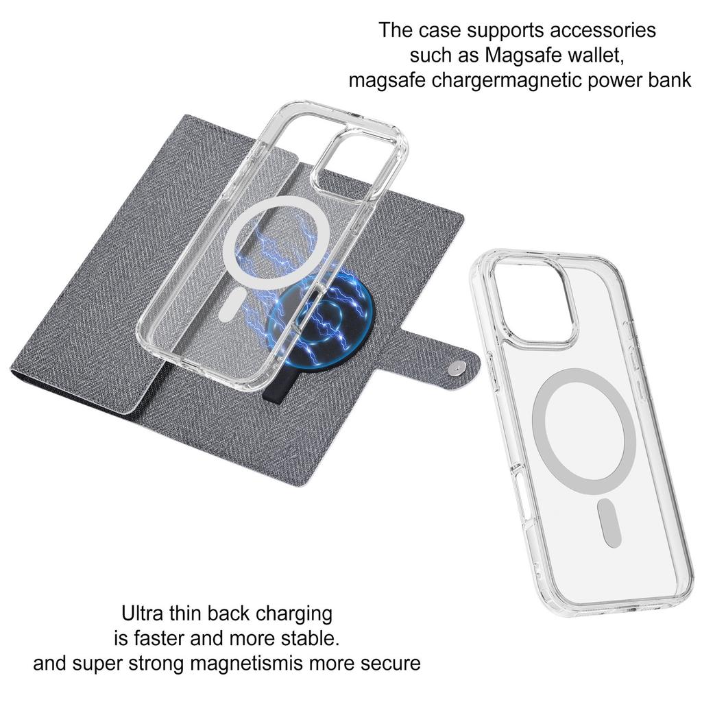 VILI GBS-C Series for iPhone 16 Pro Case Detachable PU Leather Magnetic Phone Cover