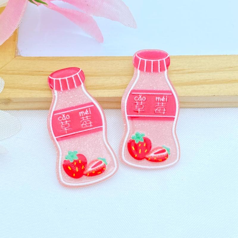 10Pcs New Cute Acrylic Fruit Beverage Series Flat Back Cabochon Scrapbooking Hair Bow Center Embellishments DIY Accessories