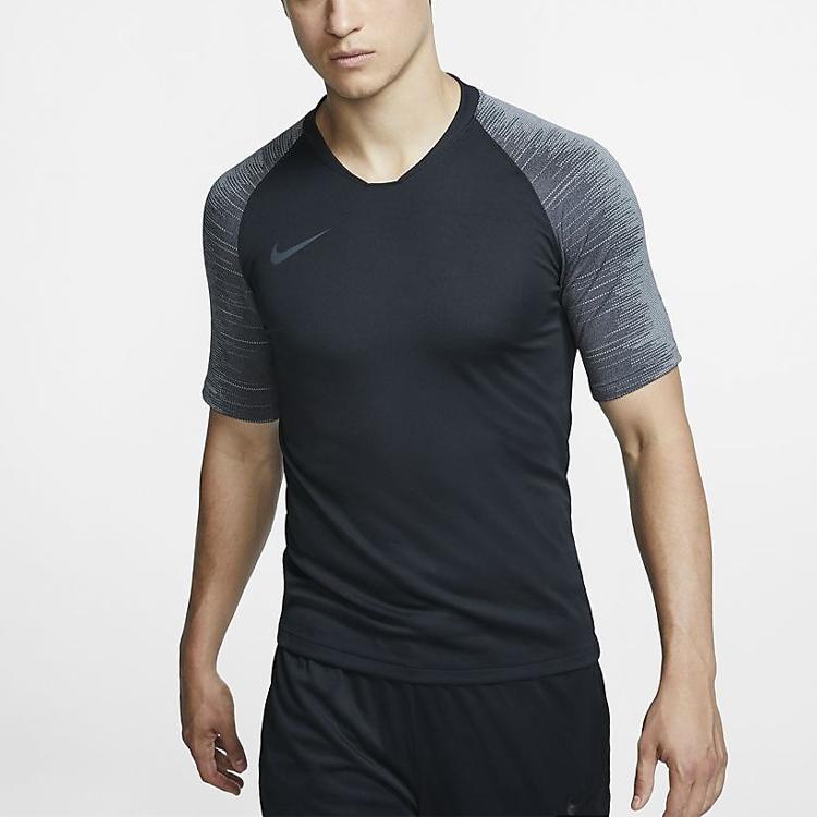Nike Breathe Strike Training Soccer Short Sleeve Tee Men Tops Black AT5871-010