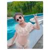 Girls' One-Piece Princess-Style Swimsuit - Solid Color Polyester - Cute Girls' Swimwear for Toddlers and Babies