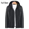 Yalu Herren 2025 Kapuzen-Mode-Kunstlederjacke