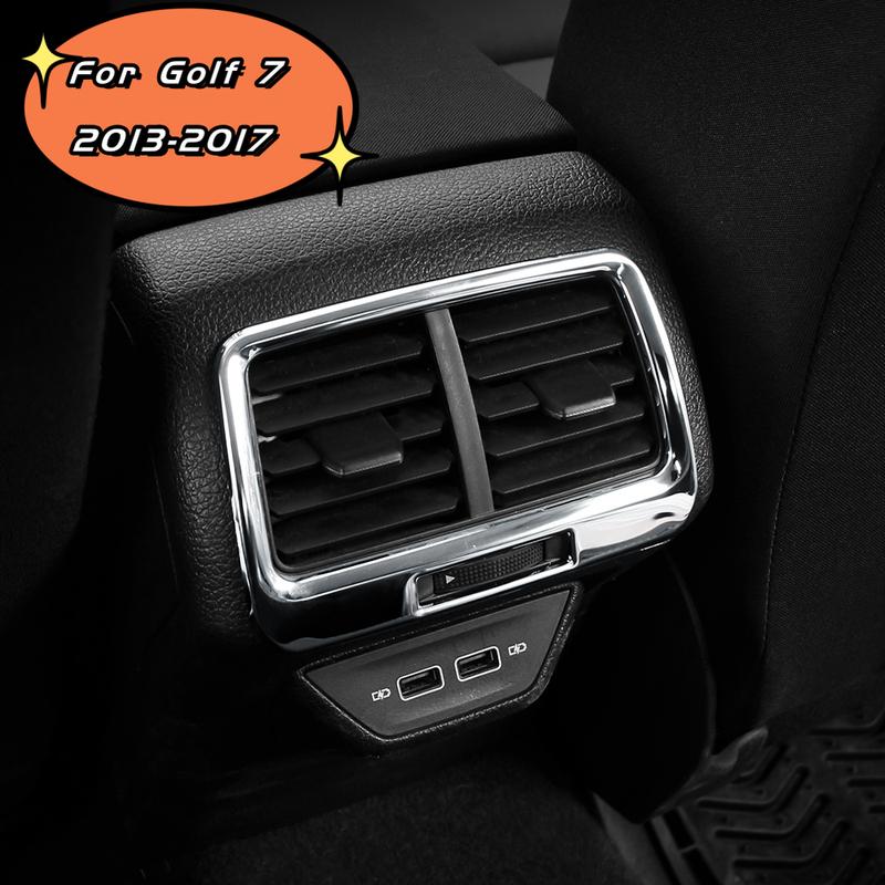 ABS/Steel Car Rear A/C Air Vent Outlet Cover Frame Sticker Trim for Volkswagen VW Golf 7 7.5 MK7 MK7.5 2013 - 2019 Accessories