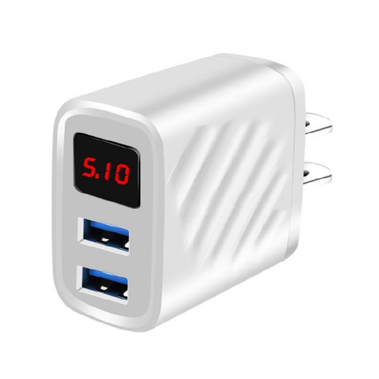 

18W Double USB Charger Fast Charging Phone Charger Adapter For Phone Quick Charge LED Digital Display Wall Charger 1 білий
