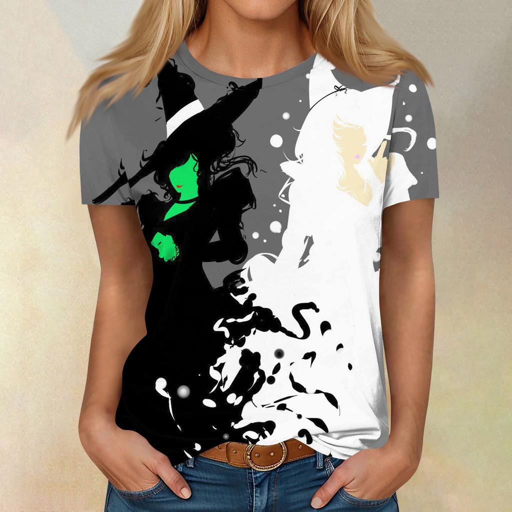 Women's Casual Fashion Cartoon Print Short-Sleeve Top/T-Shirt