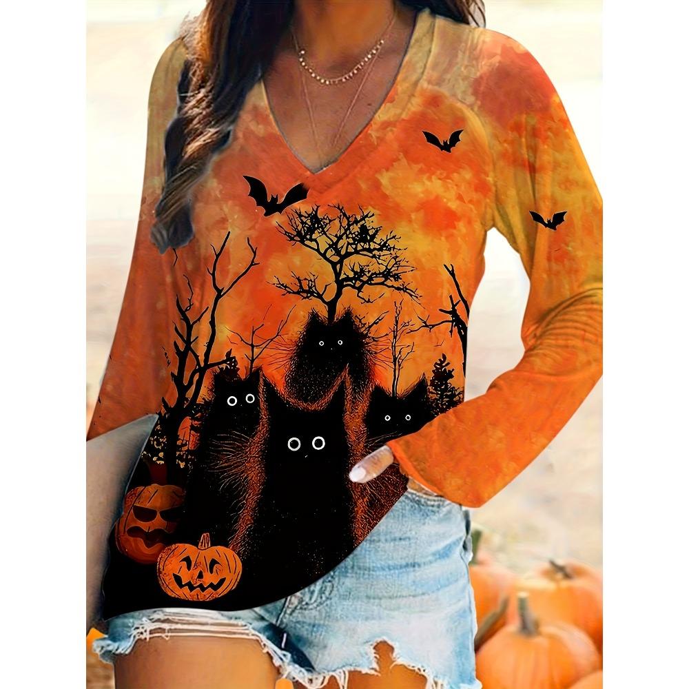 Plus Size - Plus Size - Plus Size Women S Long Sleeve Casual T-Shirt for Halloween S