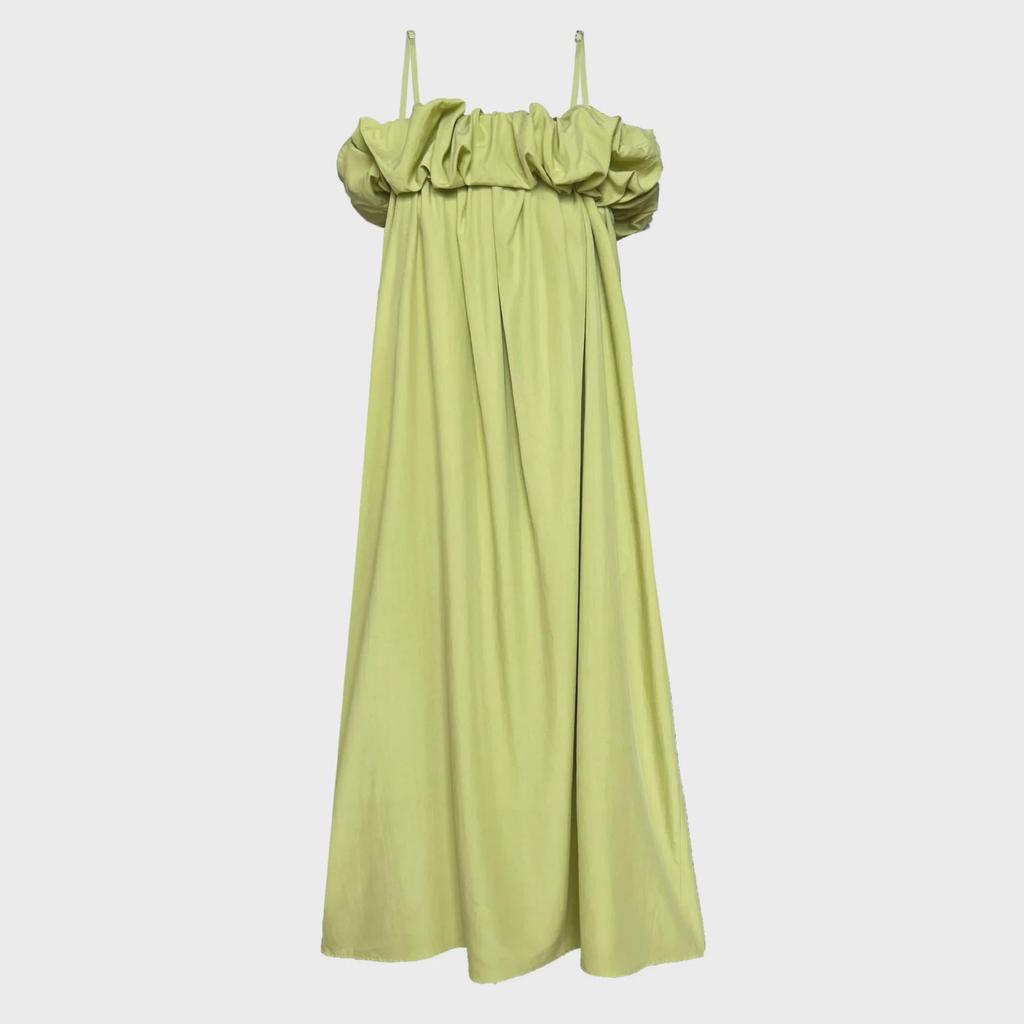 Luxi Tencel Tek Omuz Fırfırlı Tüp Elbise - Kore Stili