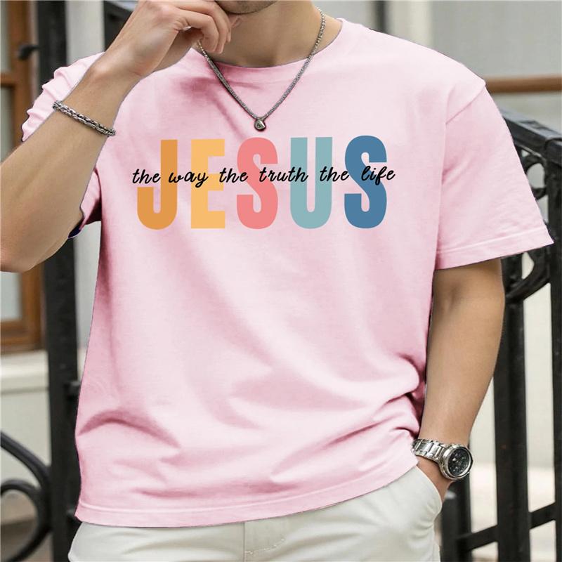Jesus The Way Truth Life Print Unisexs TShirt Casual Short Sleeve Tee All Season Comfort Ladies Top Plussize T Shirt Daily Wear