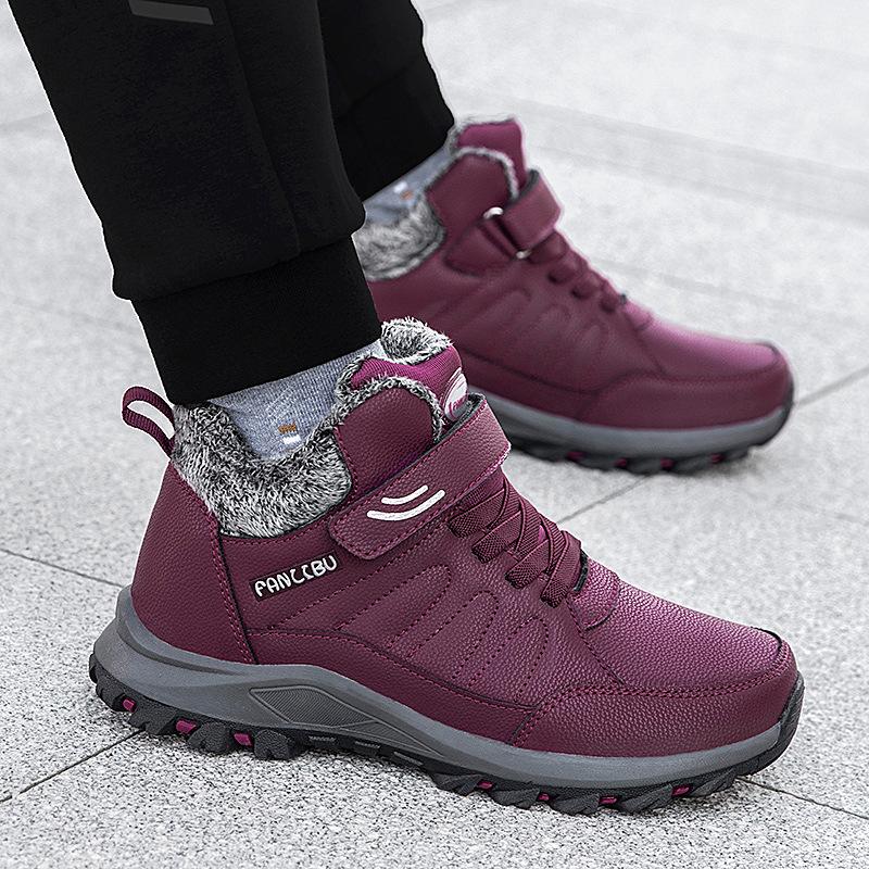 

Кожаные водонепроницаемые теплые хлопковые туфли женские туфли для мам зимние высокие большие хлопковые туфли бархатные пожилые прогулочные туфли мужские туфли для папы 35