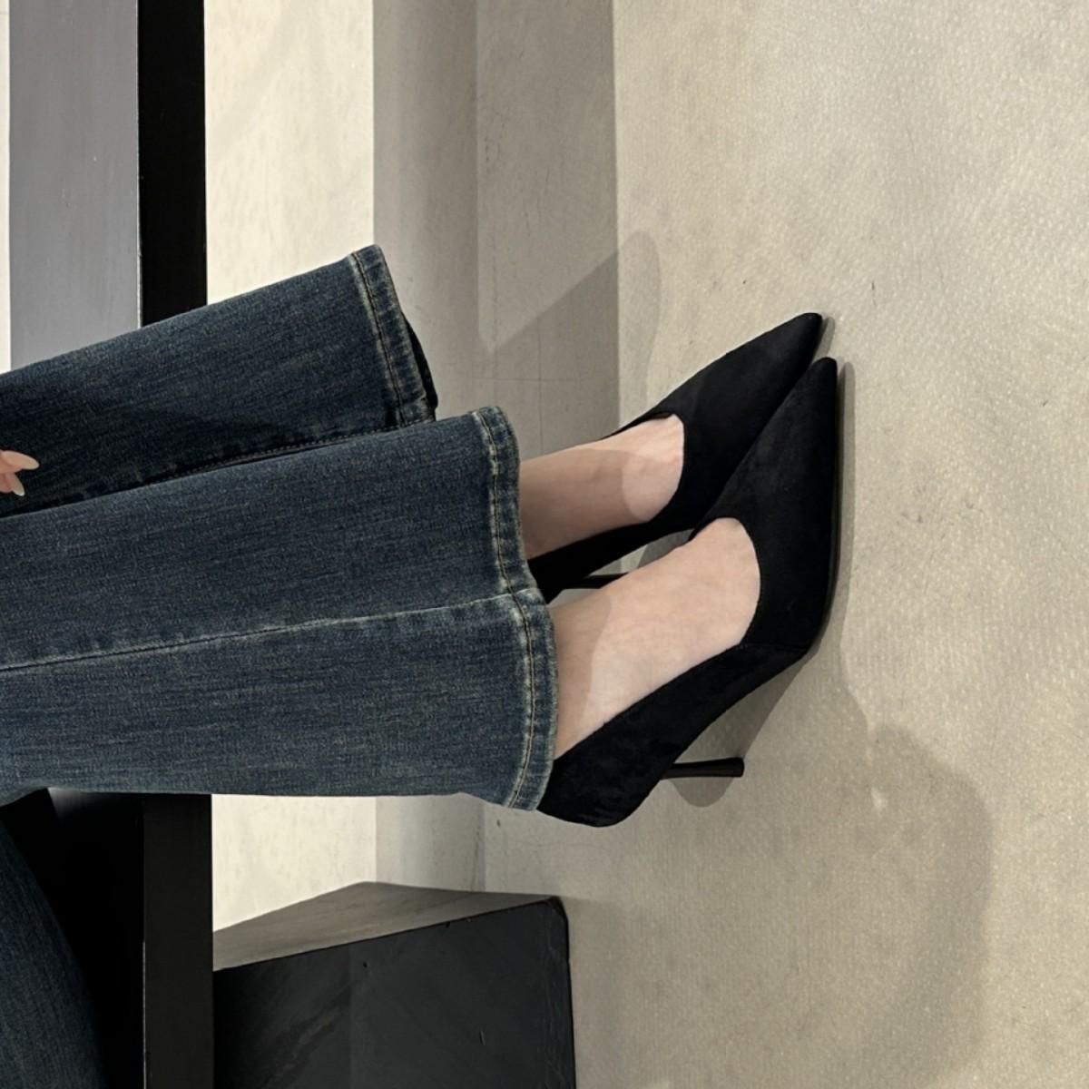 

French Pointed Head Shallow Mouth Single Shoes Women S Thin Heels Spring Temperament Commuter Professional High Heels 35