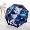 1pc Starry Cat Design Cartoon Umbrella, Portable 3-Fold Compact Umbrella, Suitable for Camping, Hiking and Travel, Ideal Easter Birthday Gift for Fami