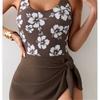 One-piece printed swimsuit, belly slimming, backless, fashionable skirt-style one-piece swimsuit