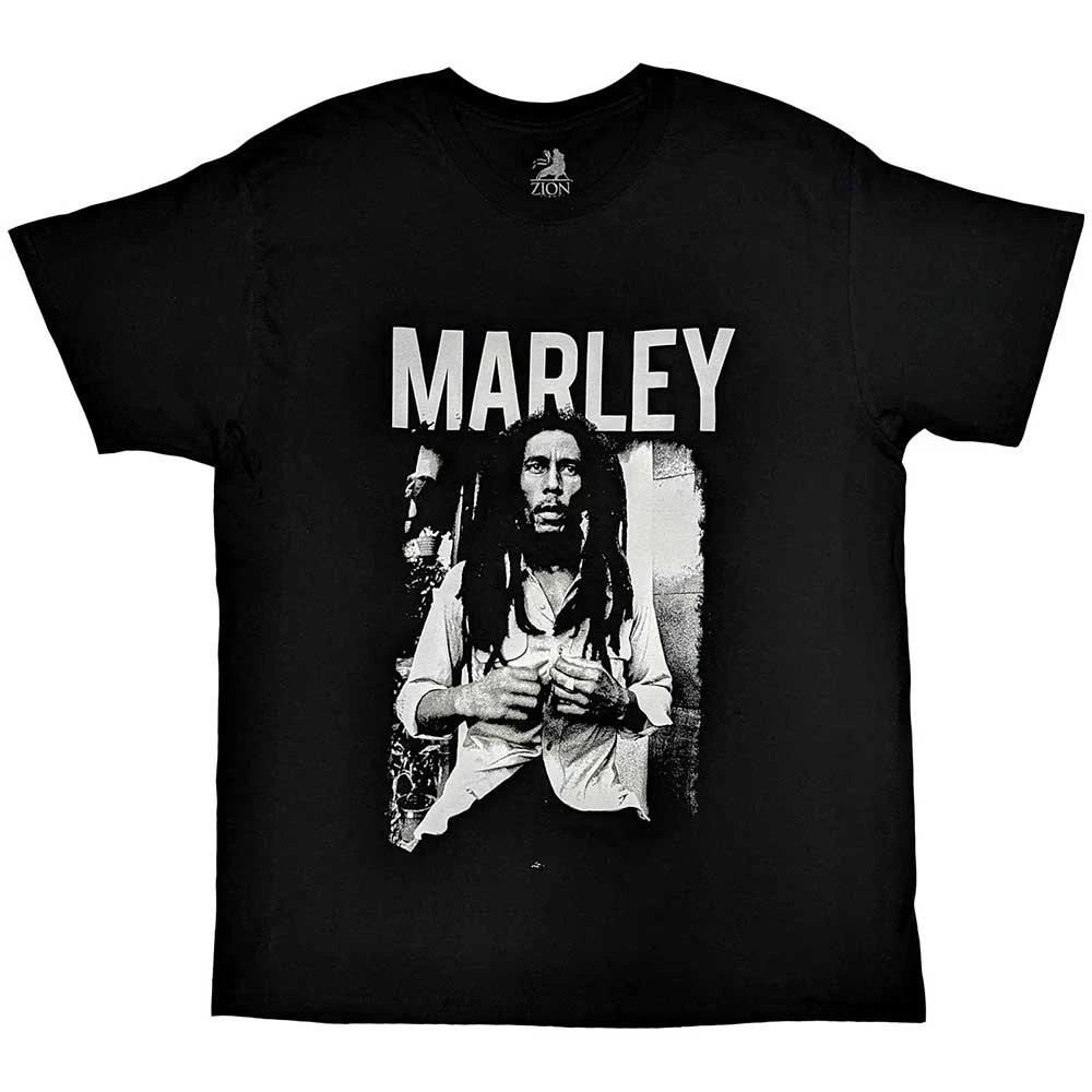 Bob Marley T Shirt Black and White Rasta Photo Band Logo Official Mens New Black XL