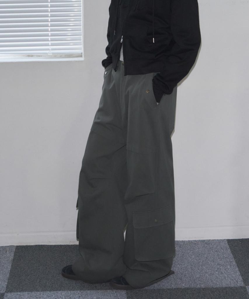 Ledeoli Half Banding Cotton Cargo Pants [Khaki]