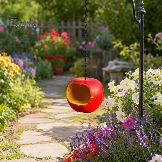 Weather-resistant Bird Feeder Fruit Shape Hanging Feeder, Outside Resin Bowl, Weather-proof Feeding Station for Outdoor Garden Patio Yard