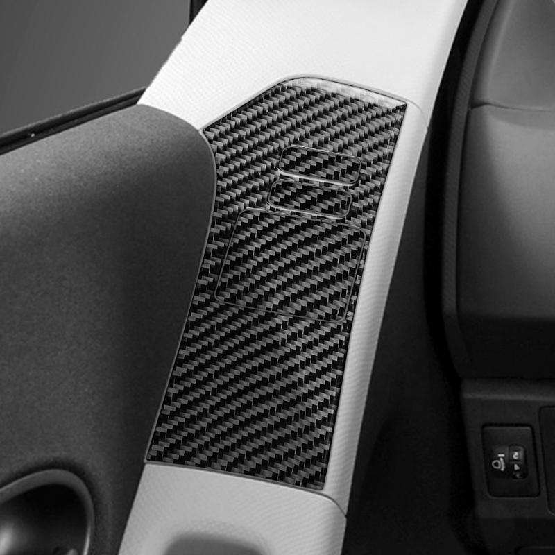 For Toyota Yaris 2006-2011 Real Carbon Fiber Stickers Door Window Lift Control Panel Cover Car Accessories Interior Decorative
