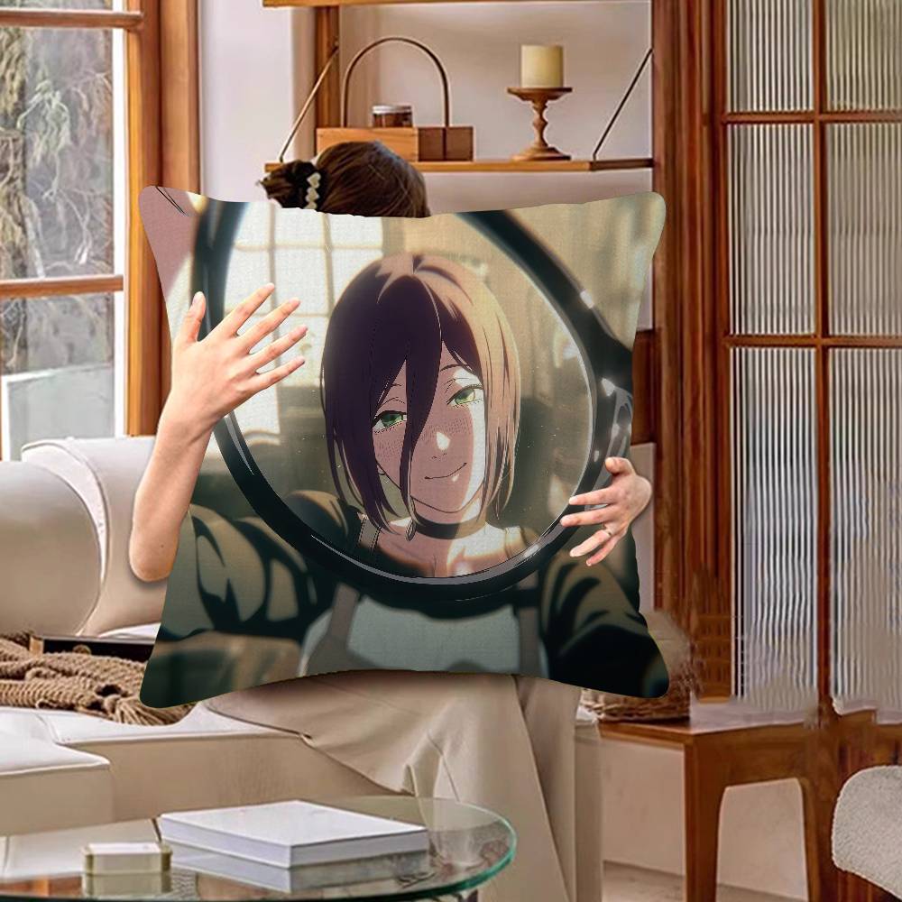 Chainsaw Man The Movie Reze Arc Pillow Covers Cartoon Sofa Decorative Home Double-sided Printing Short Plush Cute Cushion Cover