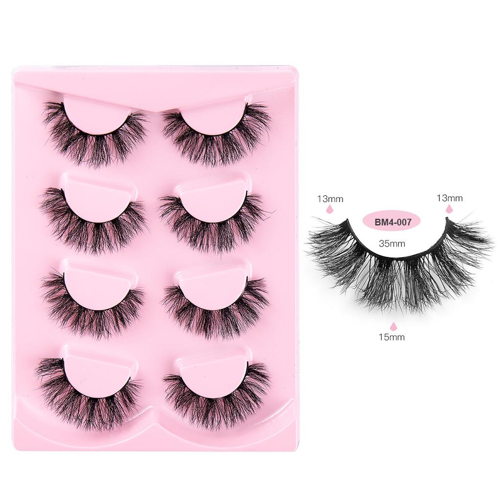 High Imitation Fried Mink Hair False Eyelashes Multi-Layer Dense Curled 4 Pairs Of Eyelashes